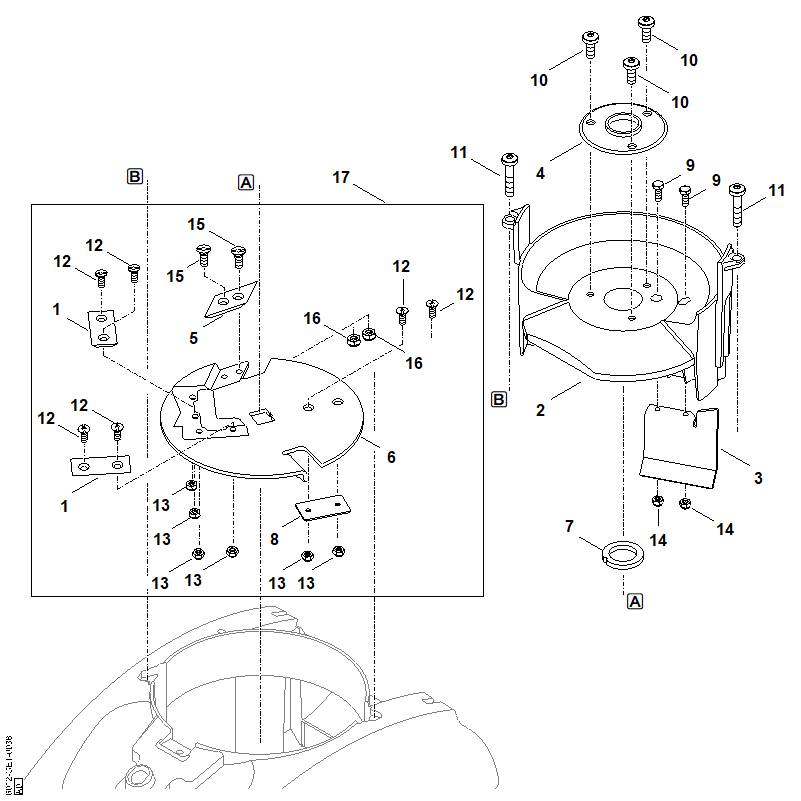 STIHL 6012-700-5100 Messerscheibe kpl. positie 17 technische tekening