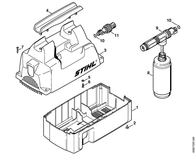 STIHL 4721-706-2110 Haube unten positie 1 technische tekening