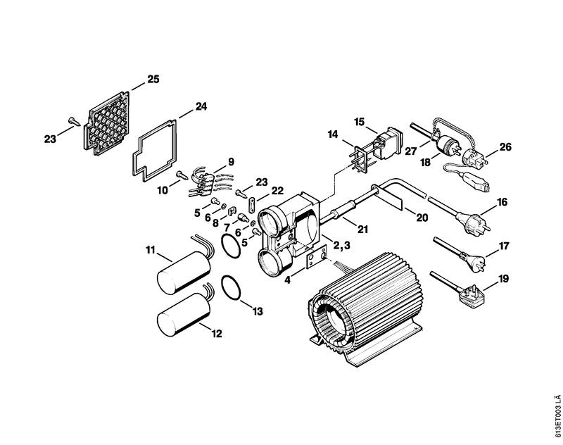 STIHL 4703-435-0305 Schalter positie 15 technische tekening