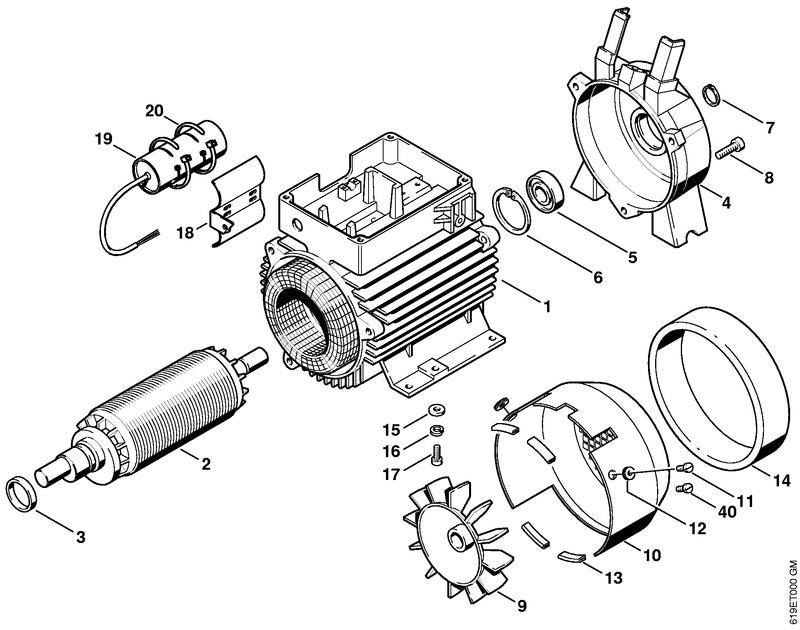 STIHL 4722-600-0524 Stator positie 1 technische tekening