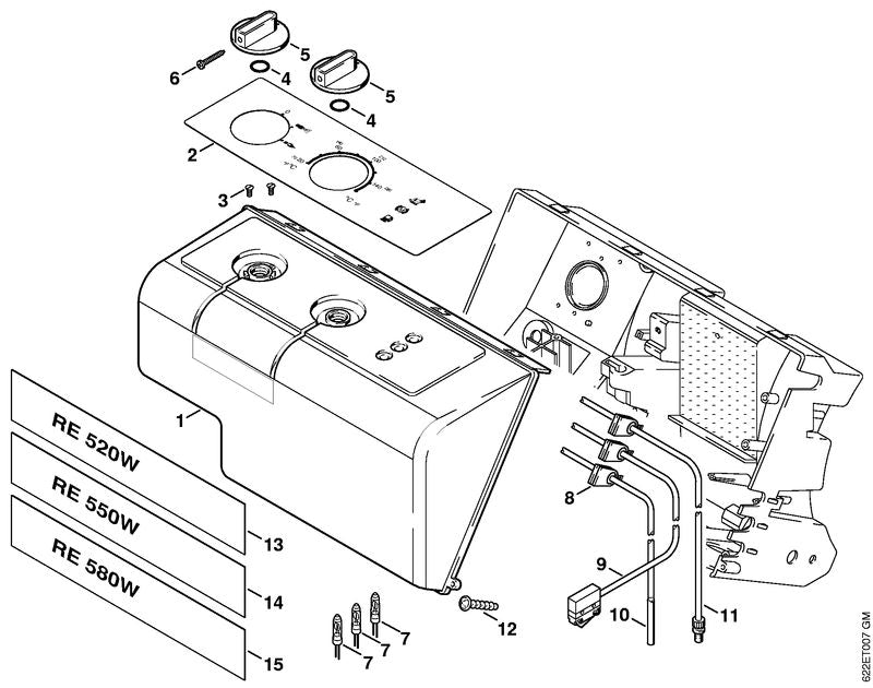 STIHL 4735-967-4400 Aufkleber Bedienfeld positie 2 technische tekening