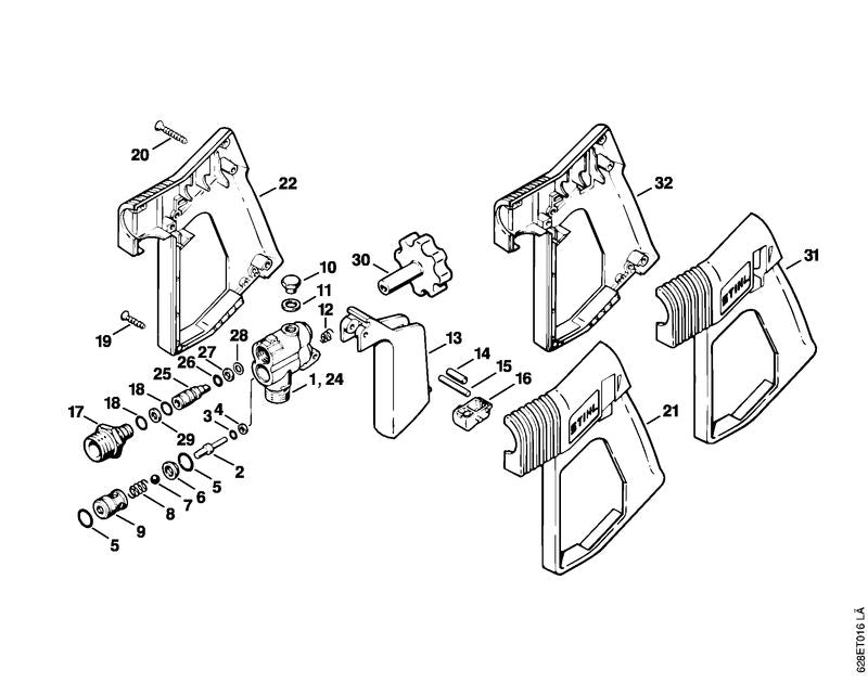 STIHL 4925-500-1306 Pistole positie -1 technische tekening