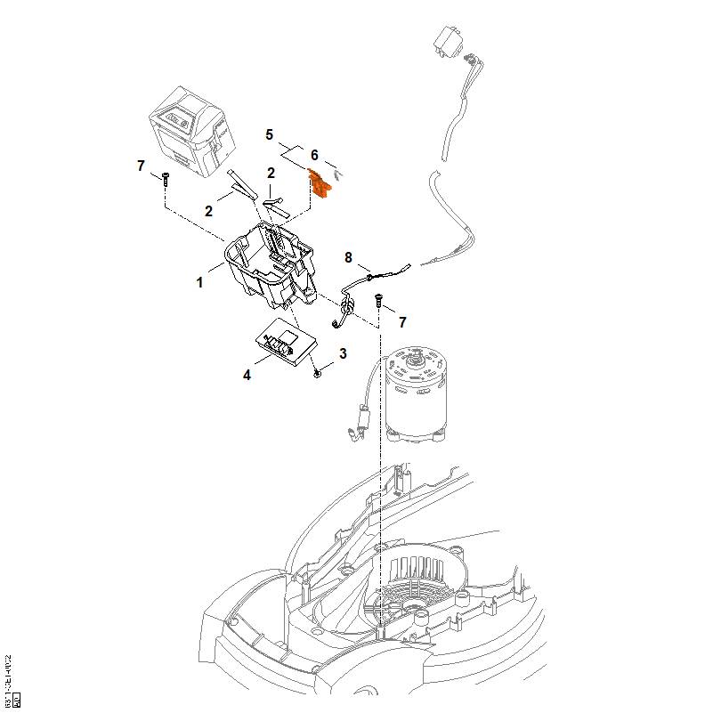 STIHL 6311-400-0305 Batteriehalter positie 1 technische tekening