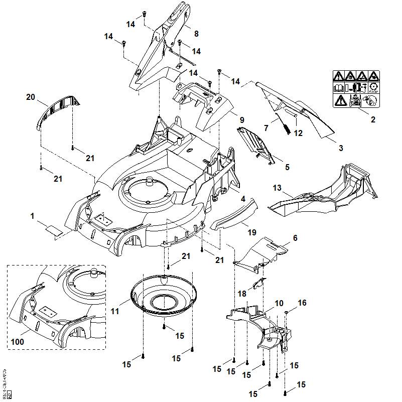 STIHL 6374-700-8501 Gehäuse positie 100 technische tekening