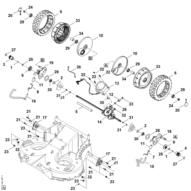 STIHL 6392-703-6705 Hebel rechts positie 16 technische tekening
