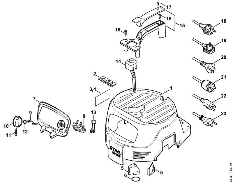 STIHL 4774-440-2000 Anschlussleitung Europa positie 18 technische tekening