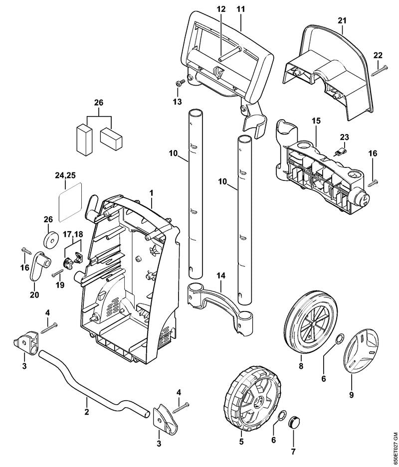 STIHL 4765-791-7000 Achse positie 2 technische tekening