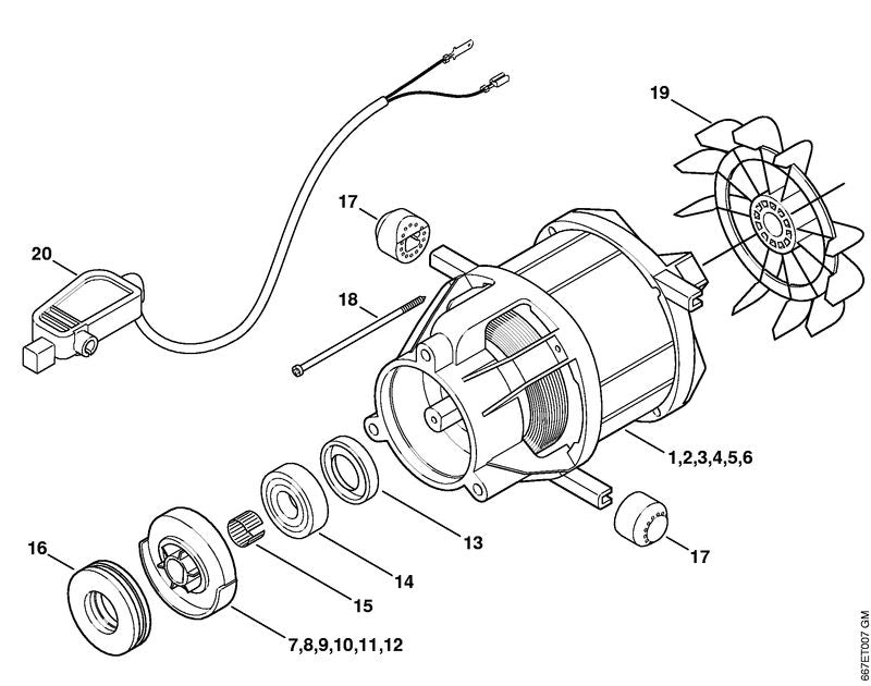 STIHL 4754-430-0500 Schalter positie 20 technische tekening