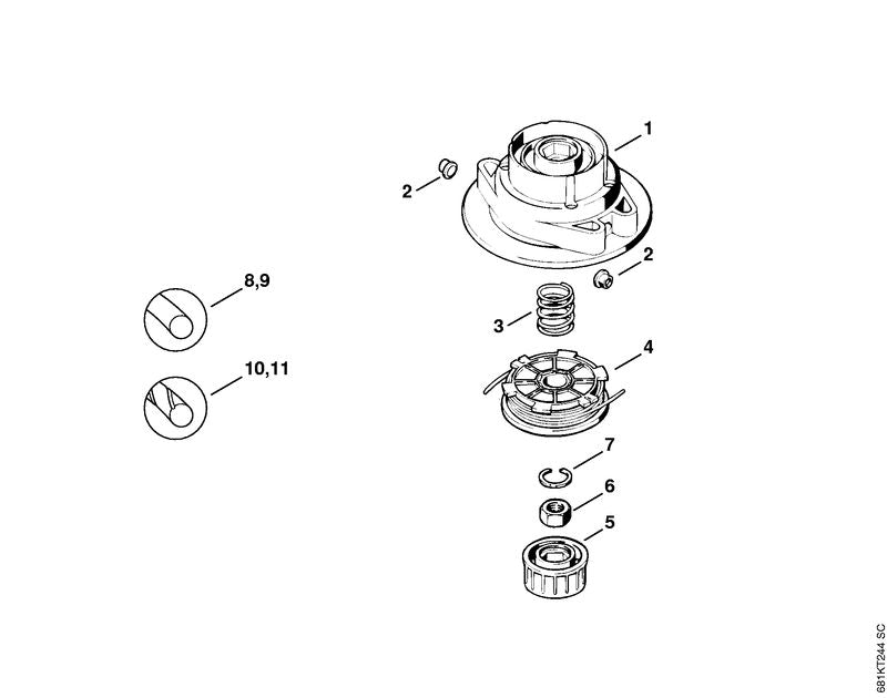 STIHL 0000-997-2100 Druckfeder positie 3 technische tekening