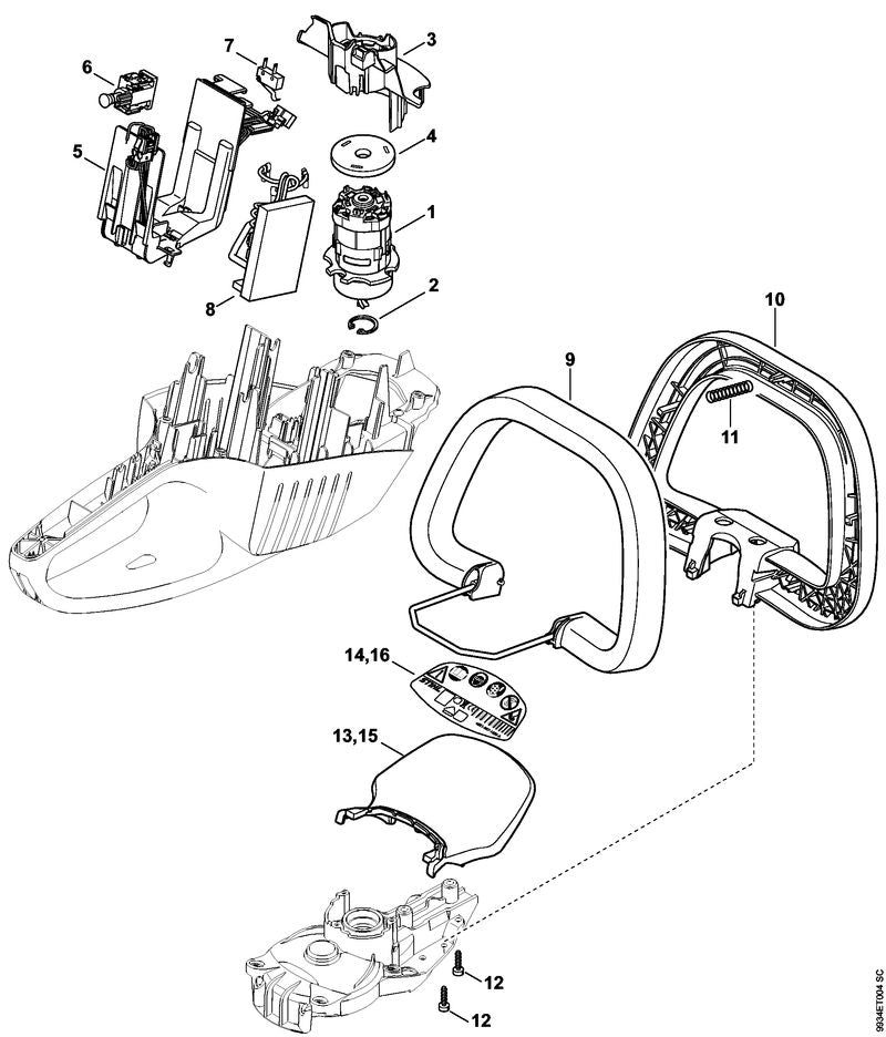 STIHL 4851-790-9106 Handschutz HSA 86 positie 13 technische tekening