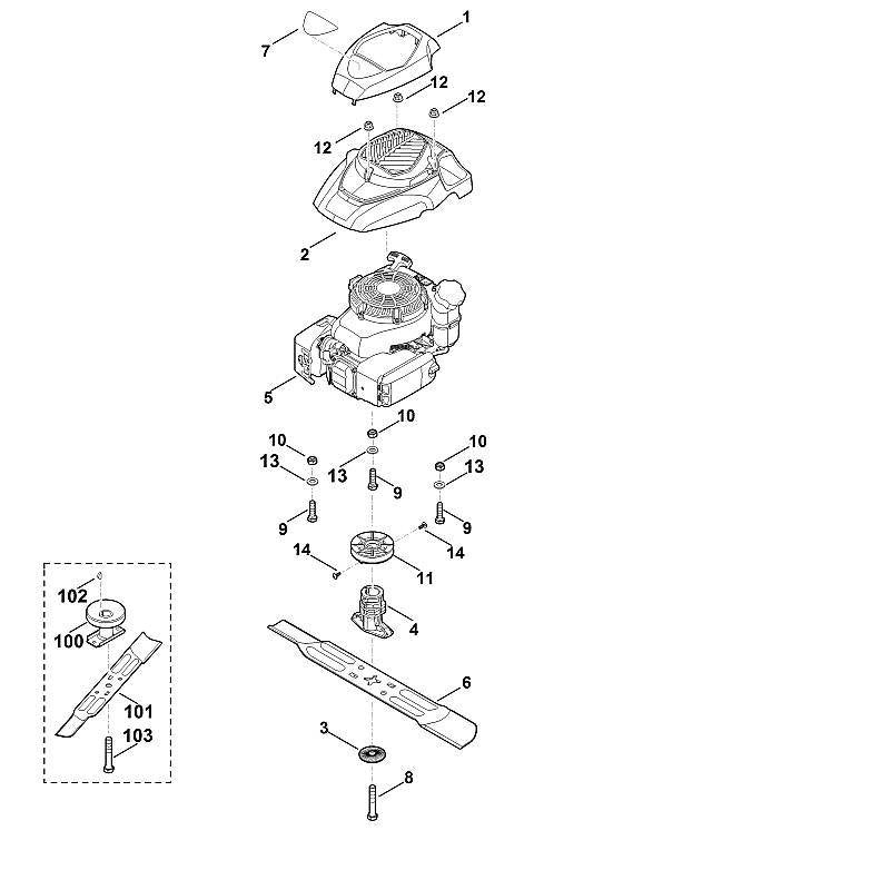 STIHL 6371-702-0101 Messer positie 6 technische tekening