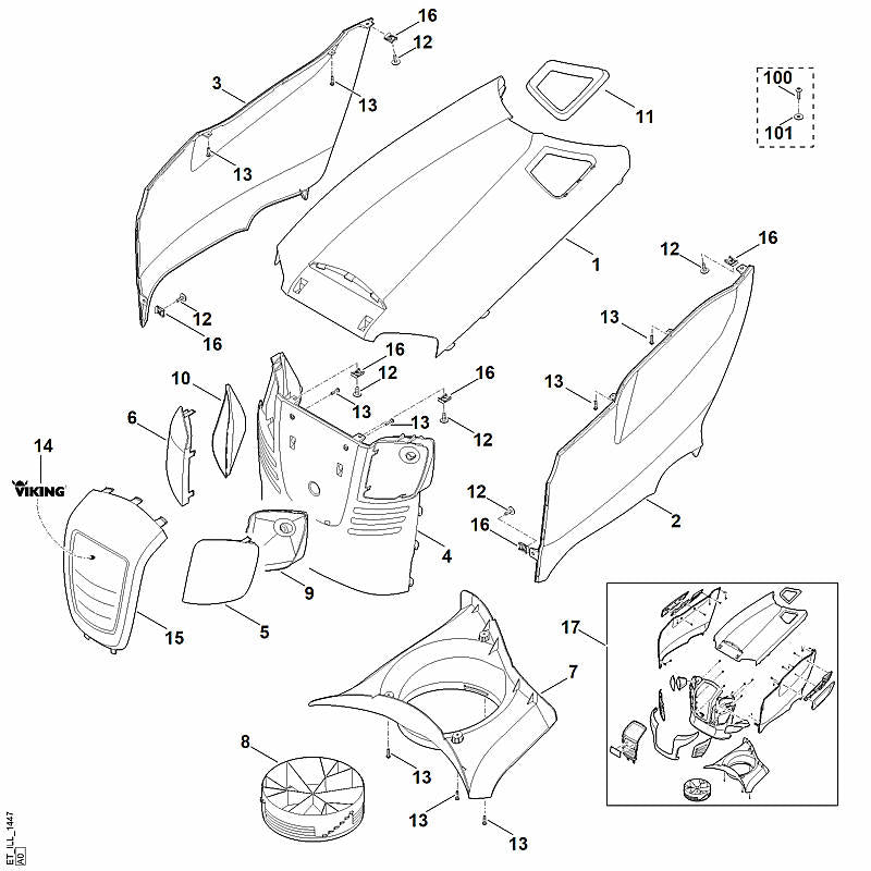 STIHL 6170-706-9900 Motorhaube Vorderteil positie 4 technische tekening