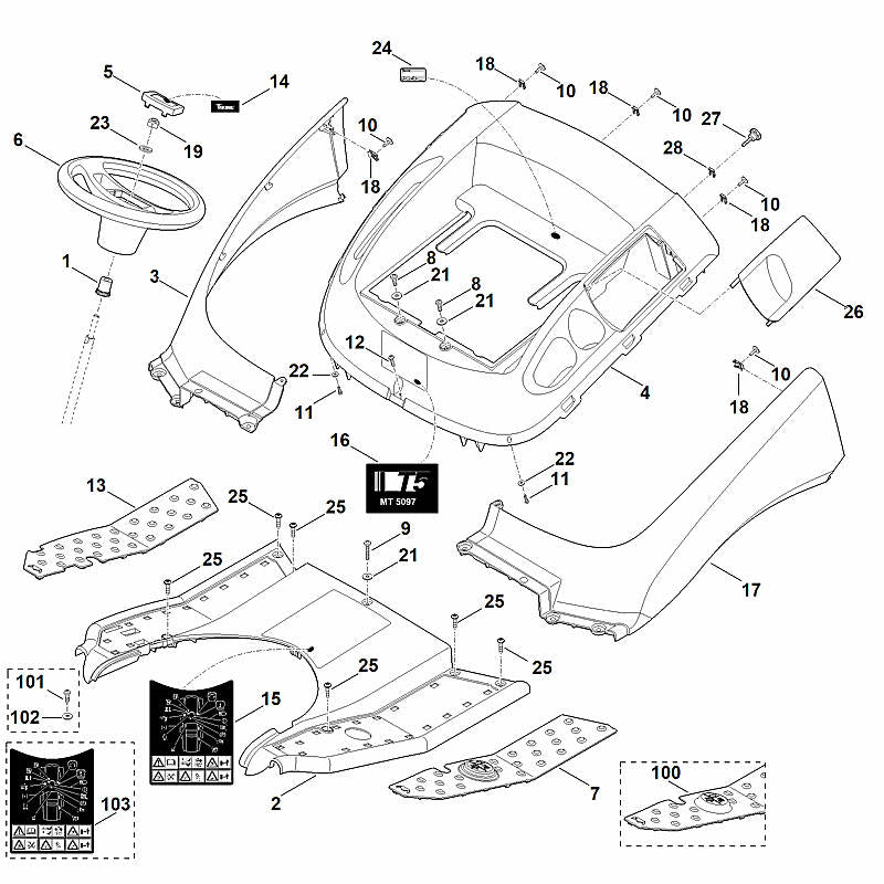 STIHL 6160-967-3810 Typenbezeichnung MT 5097 positie 16 technische tekening