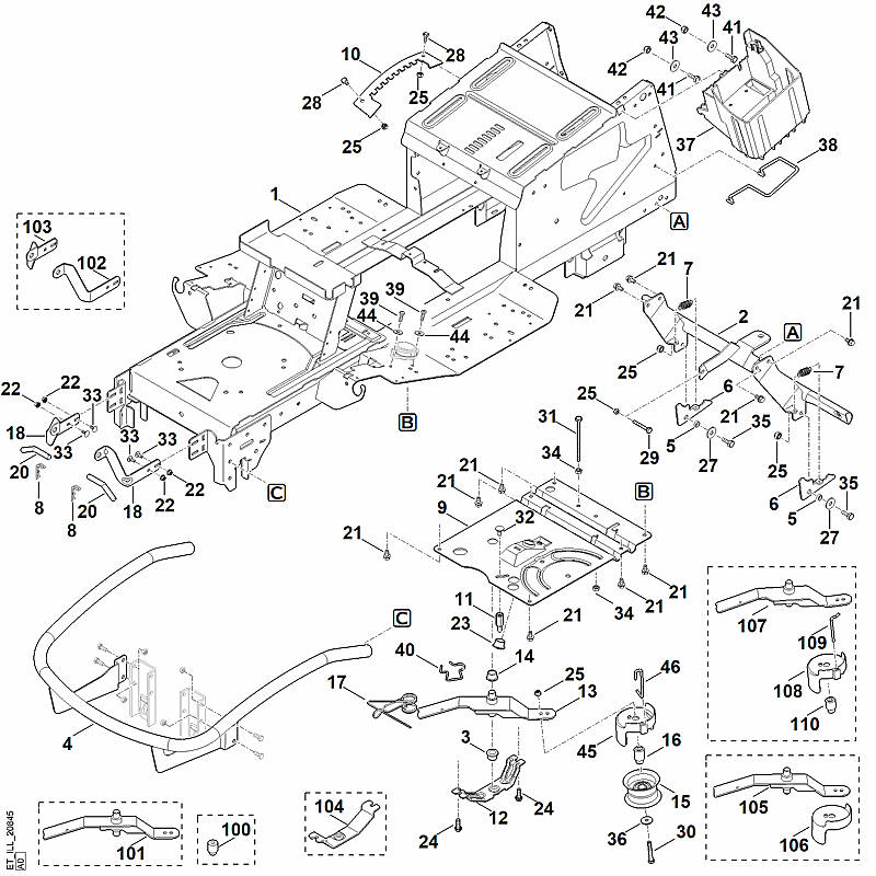 STIHL 6170-760-0891 Spannarm kpl. positie 101 technische tekening