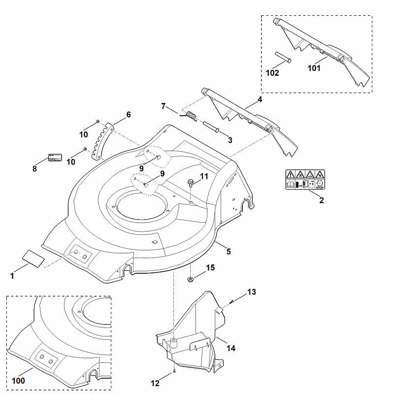 STIHL 6350-706-5900 Bolzen positie 102 technische tekening