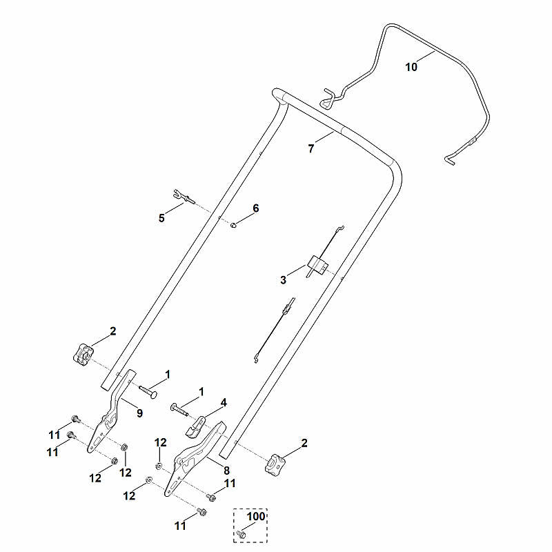 STIHL 6350-763-4811 Lenkerunterteil positie 8 technische tekening