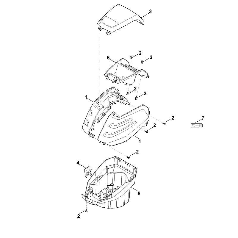 STIHL 6372-706-0701 Abdeckung (Batteriehalter) positie 6 technische tekening