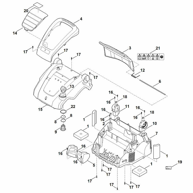 STIHL 6291-760-2200 Motorhaube kpl. positie 15 technische tekening