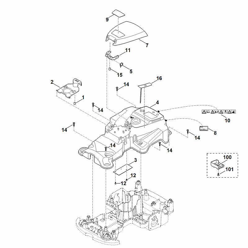 STIHL 6301-967-3820 Typenbezeichnung MI 422 PC positie 9 technische tekening