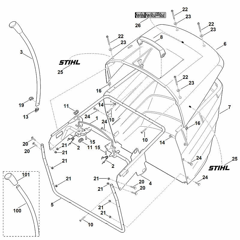 STIHL 6170-700-8901 Deckel positie 6 technische tekening