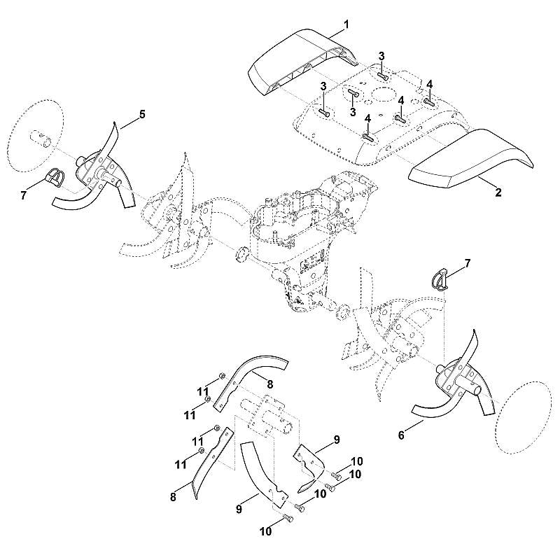 STIHL 6241-710-3105 Hackmesser kpl. rechts positie 8 technische tekening