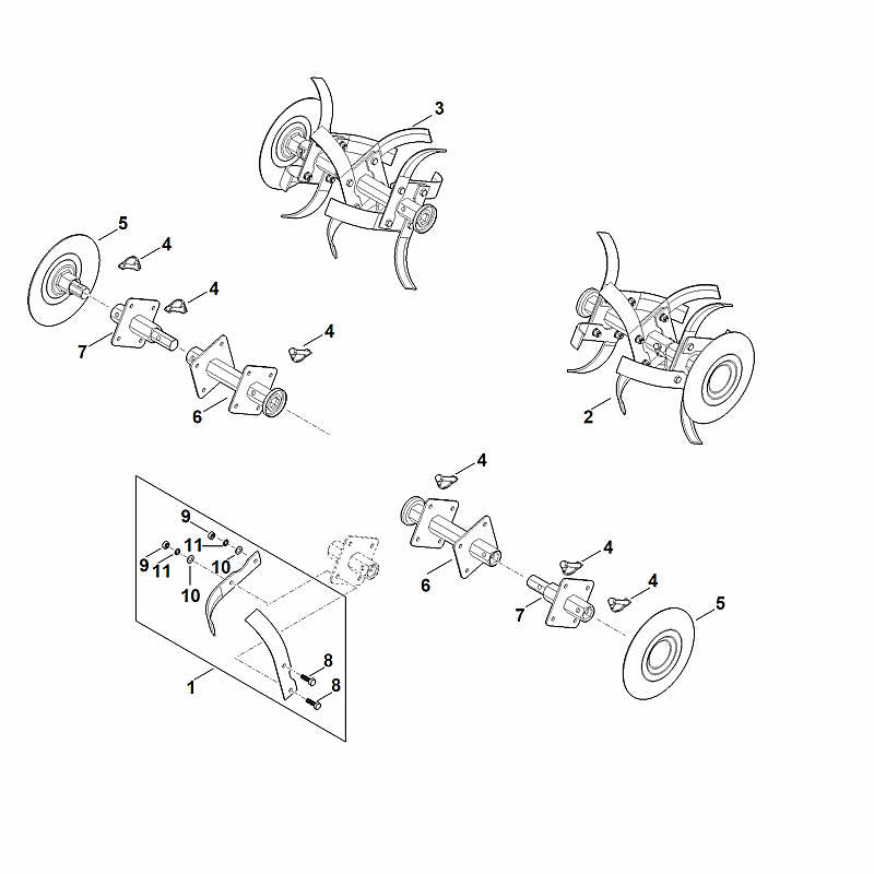 STIHL 6250-710-0202 Hacksatz kpl. links positie 2 technische tekening