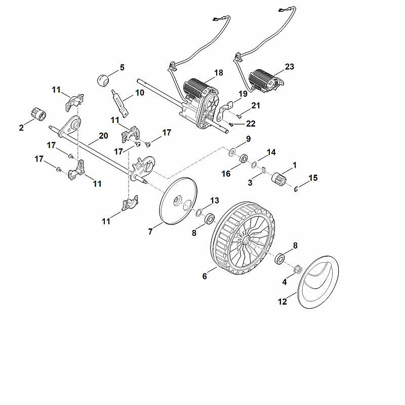 STIHL 6357-700-2401 Achse positie 20 technische tekening