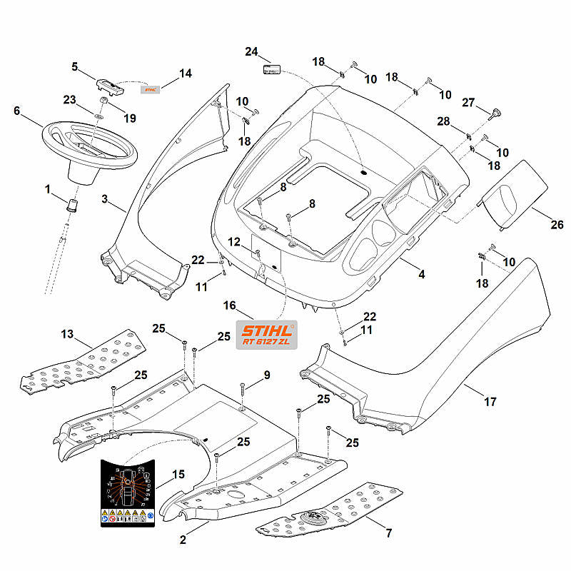 STIHL 6170-780-2092 Abdeckung kpl. positie 2 technische tekening