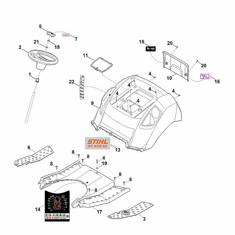 STIHL 6165-780-2012 Abdeckung positie 17 technische tekening