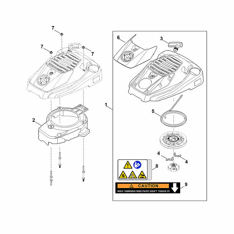 STIHL 0000-082-0450 Abdeckung positie 6 technische tekening