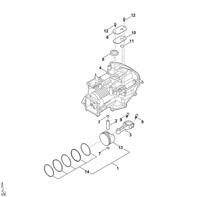 STIHL 0004-007-1033 Satz Kolbenringe positie 14 technische tekening