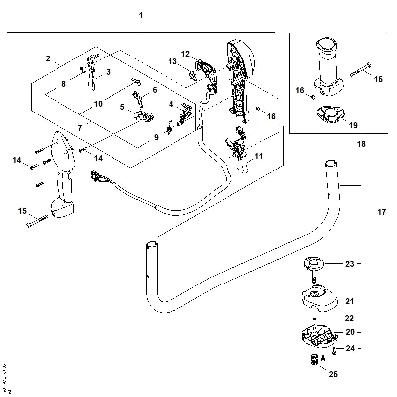 STIHL FA034352800 Rasthebel positie 4 technische tekening