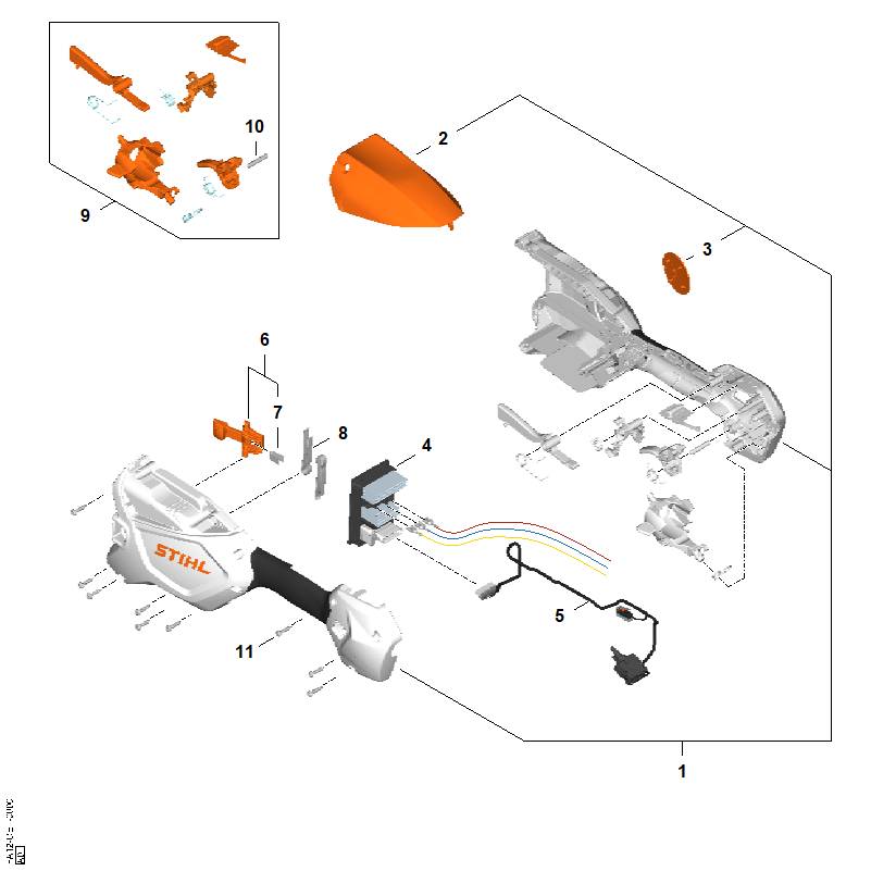 STIHL FA127901001 Griffgehäuse positie 1 technische tekening