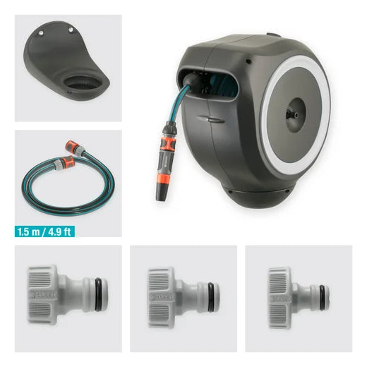 GARDENA Wandschlauchbox RollUp S - 15 m, 11 mm mit Zubehör