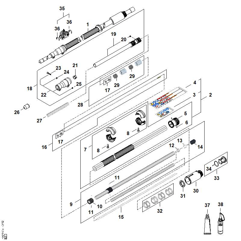 STIHL HA049677300 Warnhinweis Piktogramm HLA 135 positie 3 technische tekening