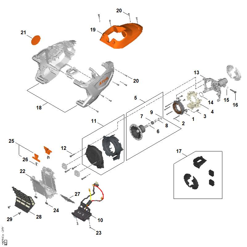 STIHL FA016001106 Rotor positie 5 technische tekening