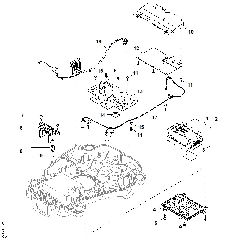 STIHL IA014403000 Kabelbaum Kontaktplatte positie 18 technische tekening