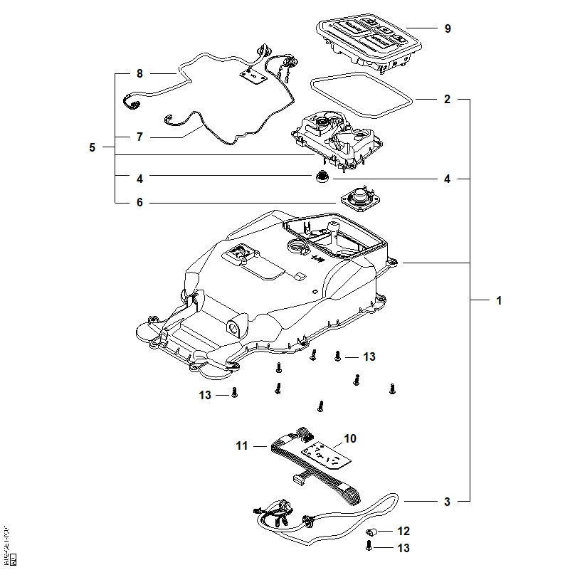 STIHL IA024400304 Kabel Haubenelektronik positie 11 technische tekening