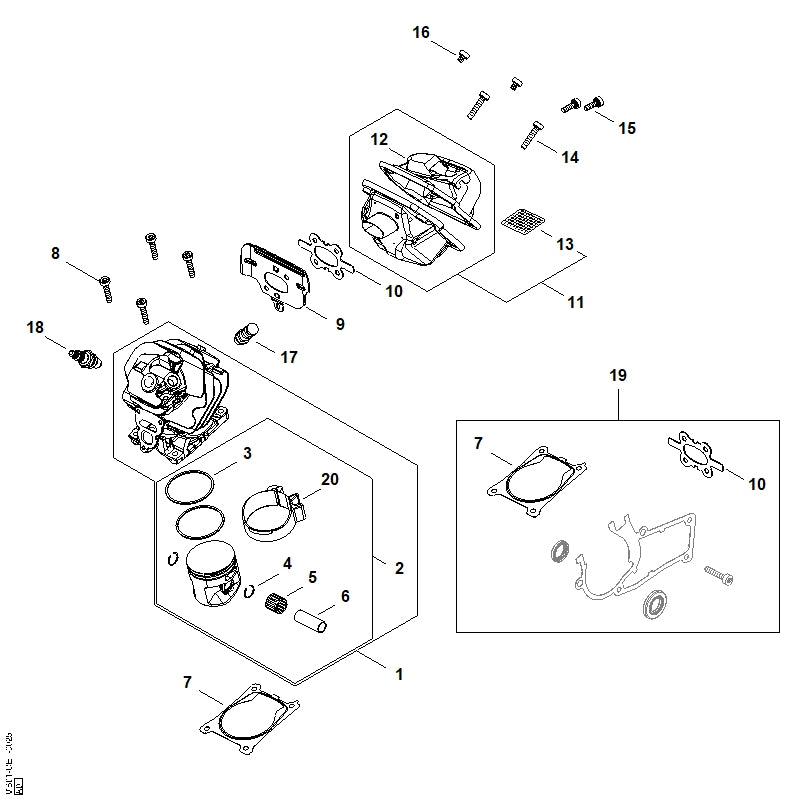 STIHL MB010343000 Verdichtungsring Ø 49x1,2 mm positie 3 technische tekening