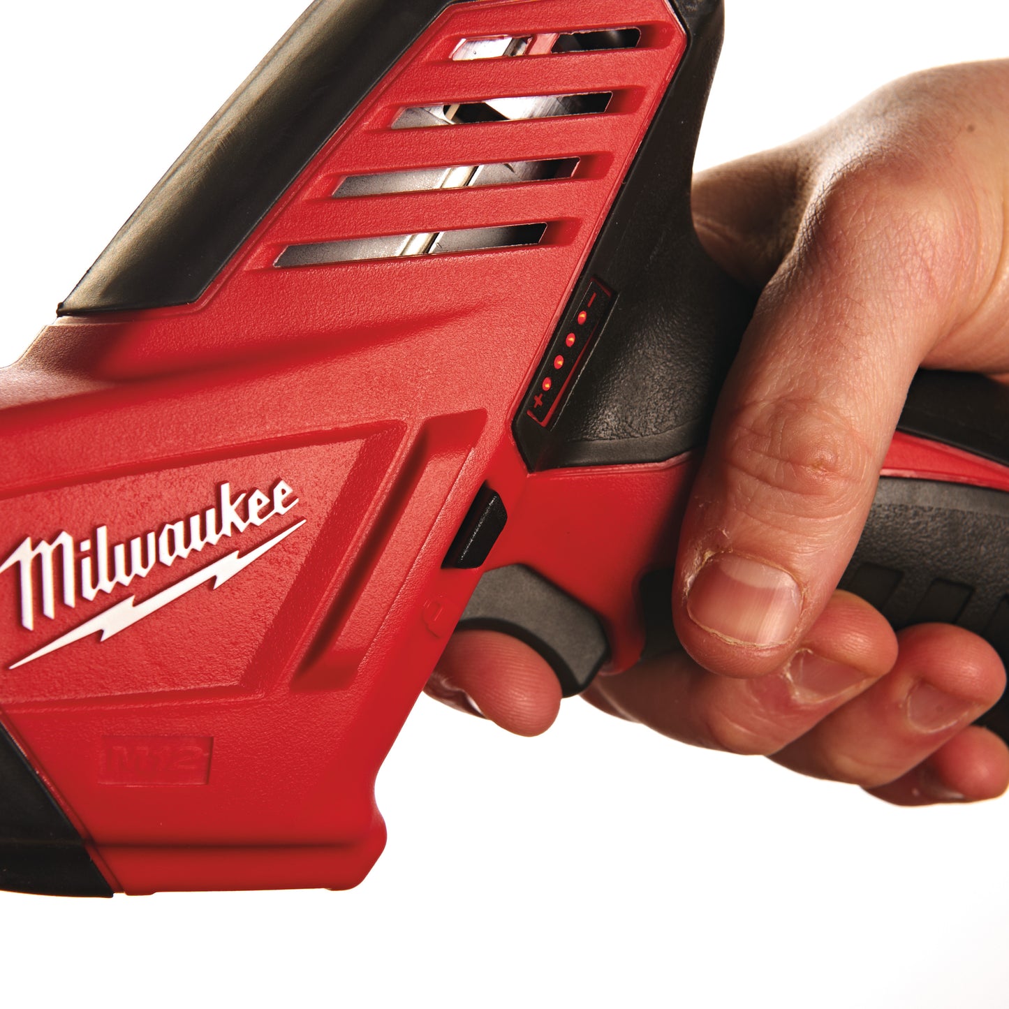 Milwaukee Akku-Kompakt-Säbelsäge M12 HZ-202C mit 2 x Akku M12 B2 + 1 x Lader C12 C Detailansicht