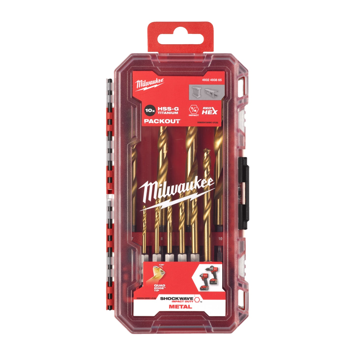 Milwaukee Metallbohrer-Set Shockwave HSS-G TiN Red Hex - 10-teilig Packung