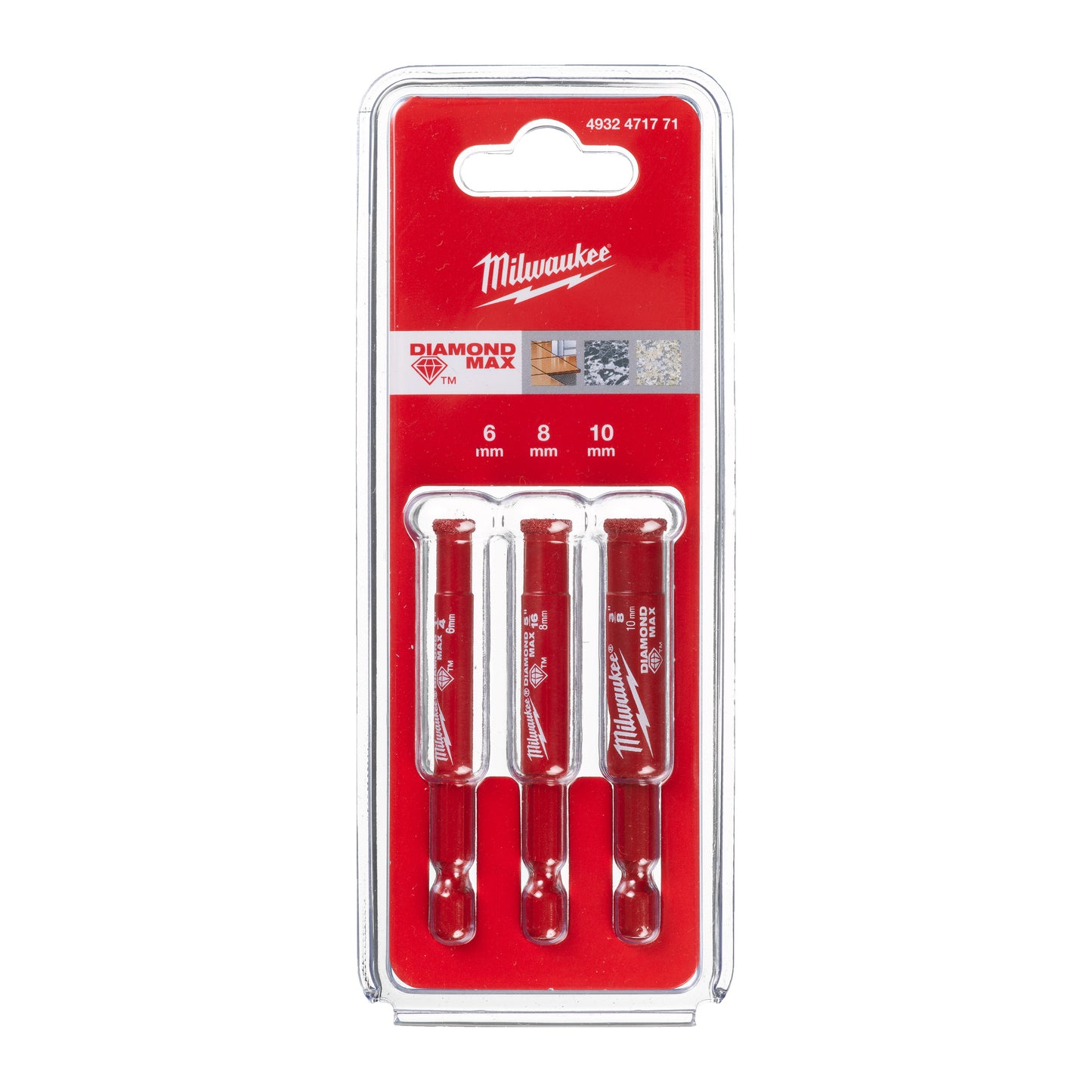 Milwaukee Nassbohrer-Set DIAMOND MAX 6, 8, 10 mm - 3-teilig Packung