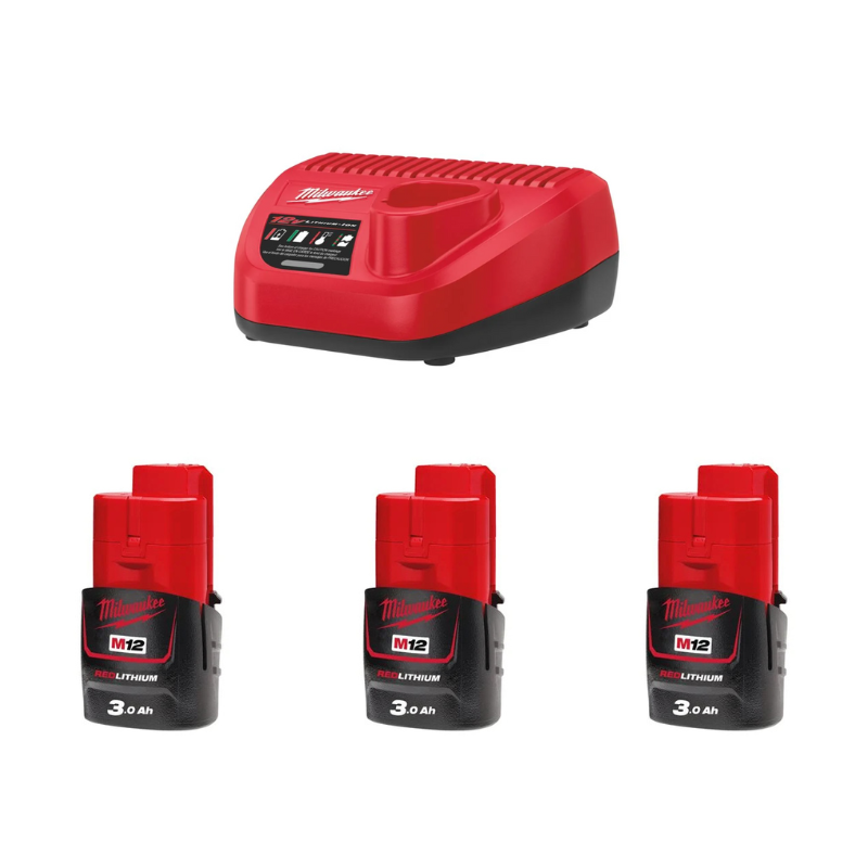 Milwaukee Pack M12 NRG-303 mit 3 x Akku M12 3,0 Ah und 1 x Ladegerät