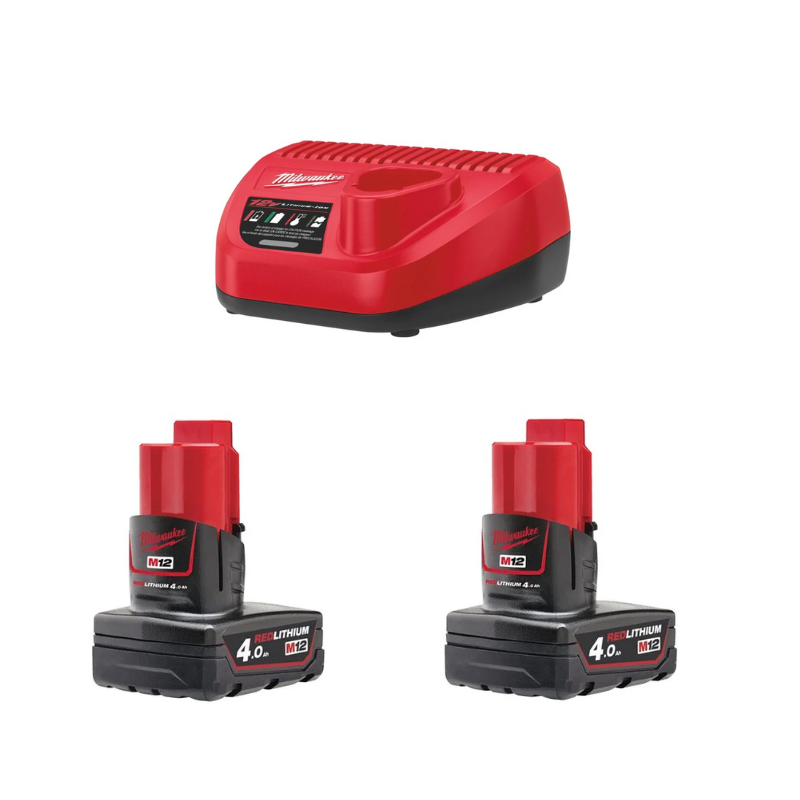 Milwaukee Pack M12 NRG-402 mit 2 x Akku M12 4,0 Ah und 1 x Ladegerät