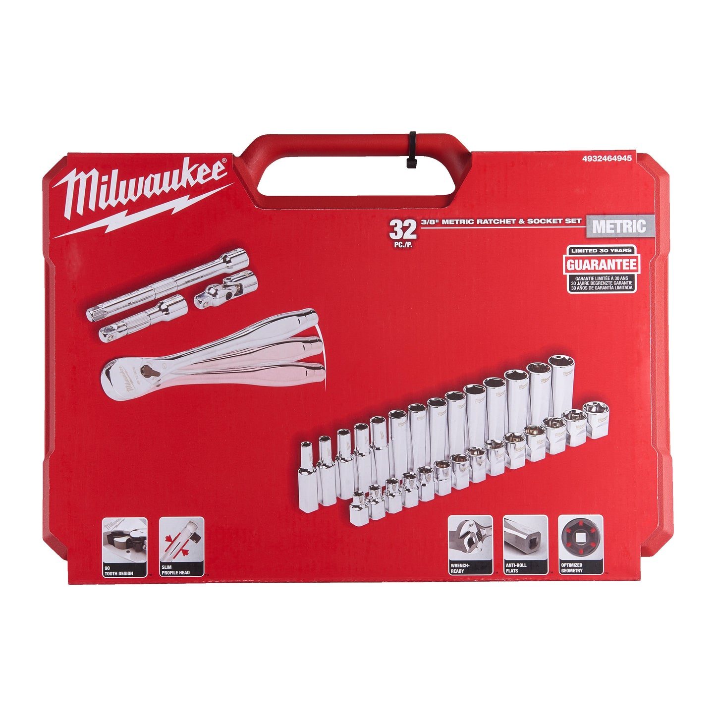 Milwaukee Ratschen- und Steckschlüssel-Set 3/8" metrisch - 32-teilig Packung