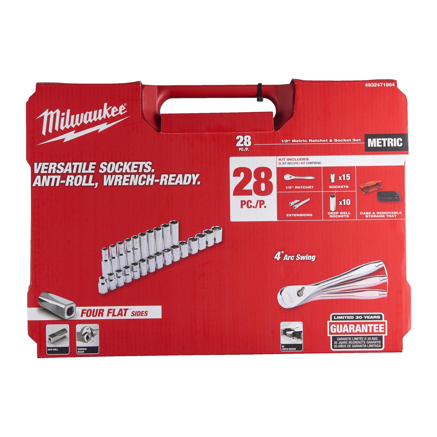 Milwaukee Ratschen- und Steckschlüssel-Set 1/2" metrisch - 28-teilig Packung