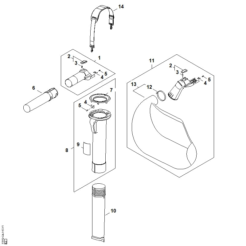 STIHL SA027109000 Traggurt positie 14 technische tekening