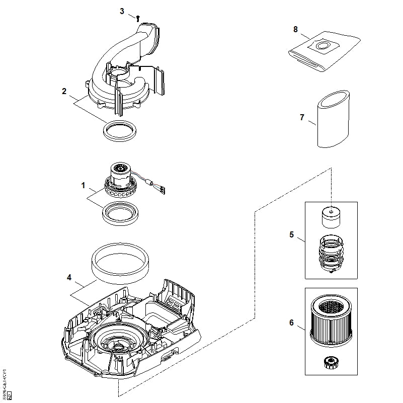 STIHL SA085026900 Nassfilter positie 7 technische tekening