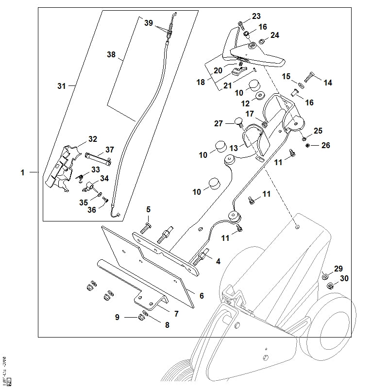 STIHL TB011801800 Gasbetätigung positie 31 technische tekening