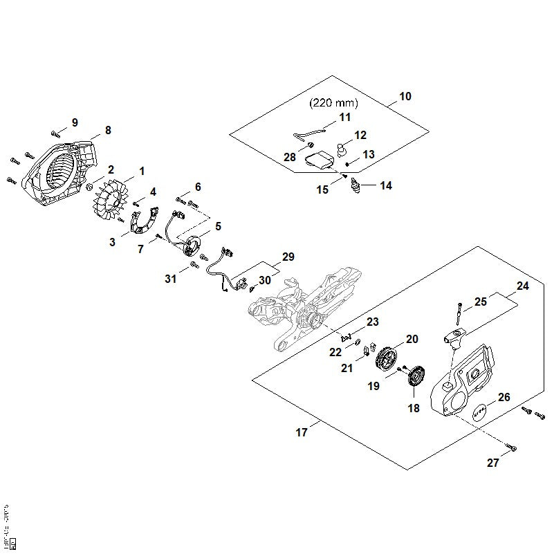 STIHL 0000-190-3417 Griff ElastoStart Ø 4 mm positie 24 technische tekening